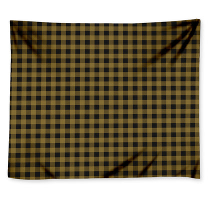 Dark Tan And Black Check Pattern Print Tapestry