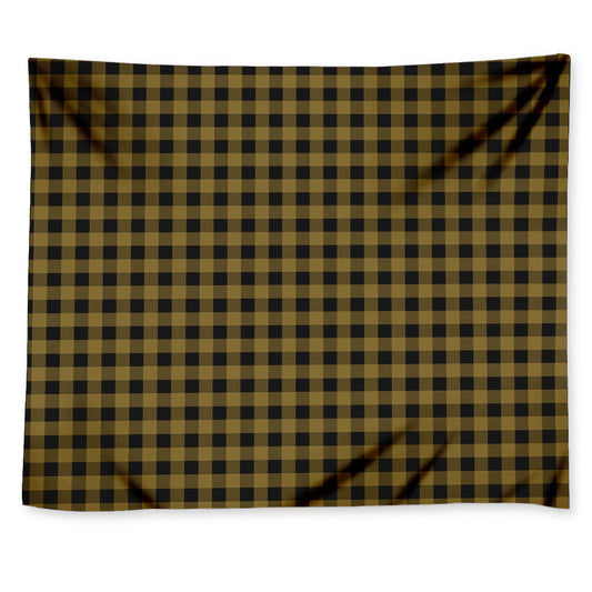 Dark Tan And Black Check Pattern Print Tapestry
