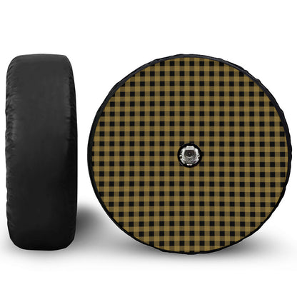 Dark Tan And Black Check Pattern Print Tire Cover With Camera Hole
