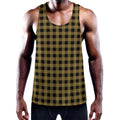 Dark Tan And Black Check Pattern Print Men's Workout Tank Top