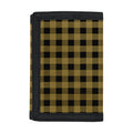 Dark Tan And Black Check Pattern Print Trifold Wallet