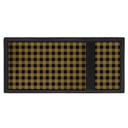 Dark Tan And Black Check Pattern Print Trifold Wallet