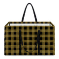 Dark Tan And Black Check Pattern Print Utility Tote Bag