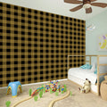 Dark Tan And Black Check Pattern Print Wall Sticker