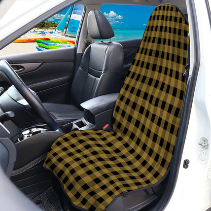 Dark Tan And Black Check Pattern Print Waterproof Car Seat Cover
