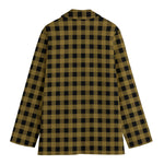 Dark Tan And Black Check Pattern Print Women's Blazer