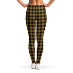 Dark Tan And Black Check Pattern Print Women's Leggings