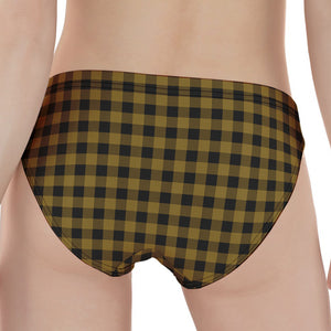 Dark Tan And Black Check Pattern Print Women's Panties