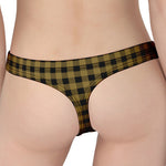 Dark Tan And Black Check Pattern Print Women's Thong