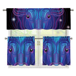 Dark Taurus Zodiac Sign Print 3 Piece Kitchen Curtains