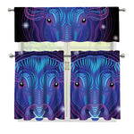 Dark Taurus Zodiac Sign Print 3 Piece Kitchen Curtains