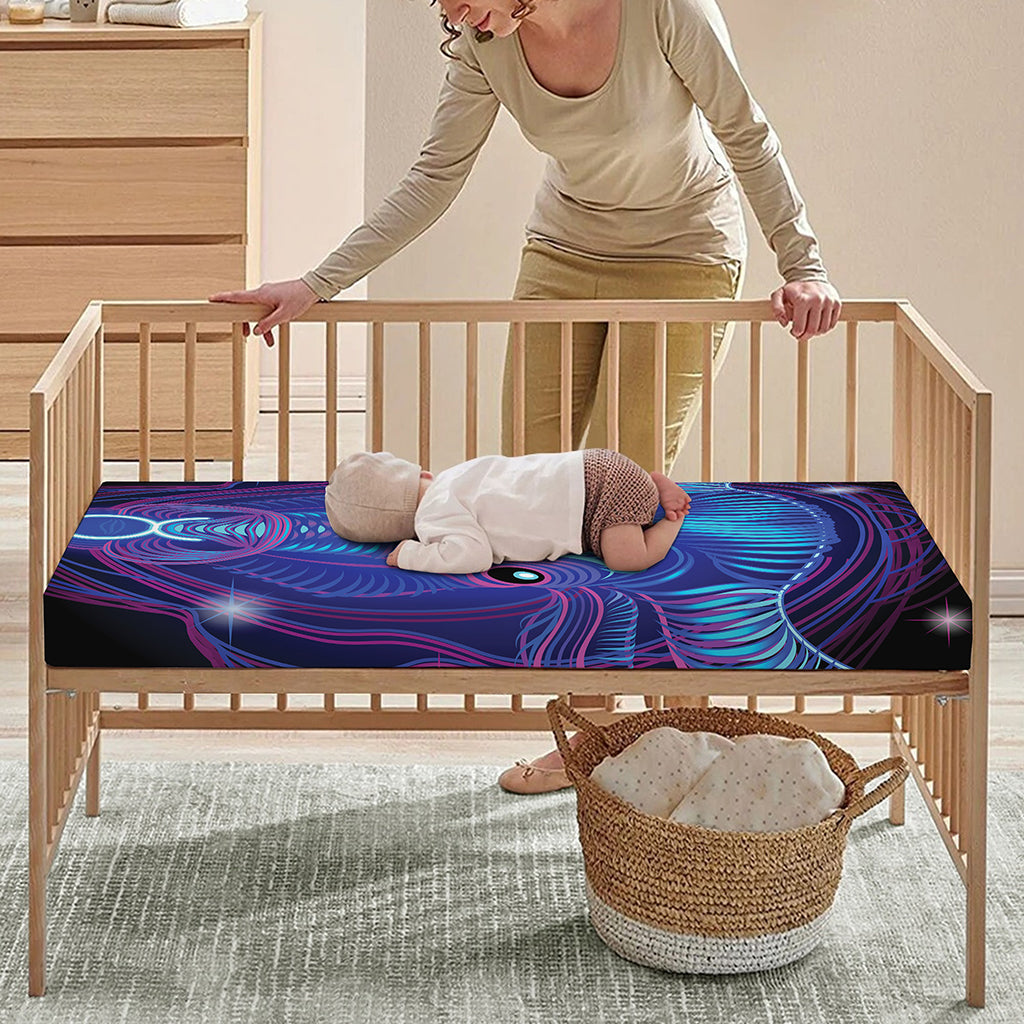Dark Taurus Zodiac Sign Print Baby Crib Sheet