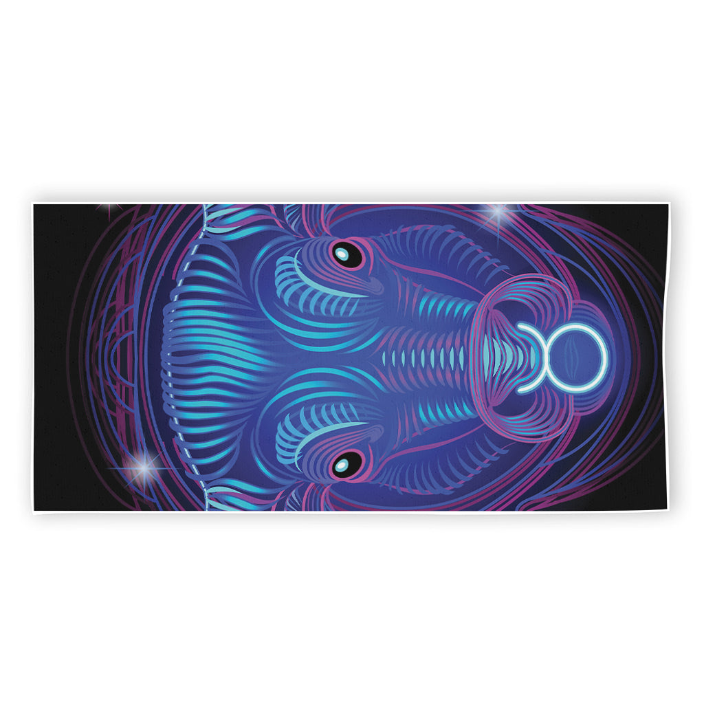 Dark Taurus Zodiac Sign Print Beach Towel