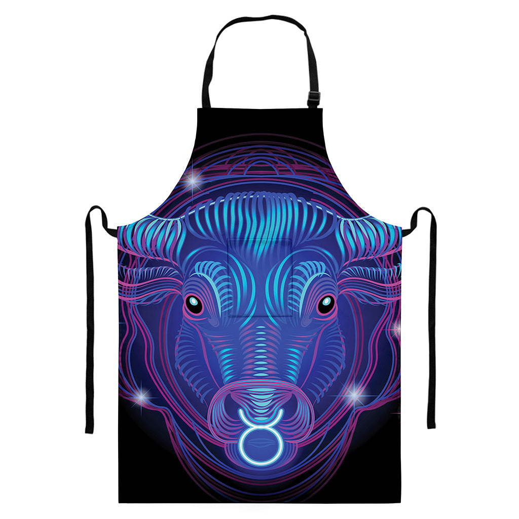 Dark Taurus Zodiac Sign Print Bib Apron With Pocket