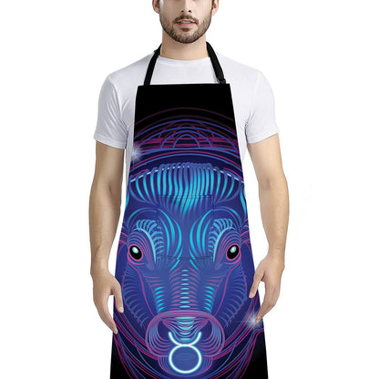 Dark Taurus Zodiac Sign Print Bib Apron With Pocket