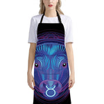 Dark Taurus Zodiac Sign Print Bib Apron With Pocket