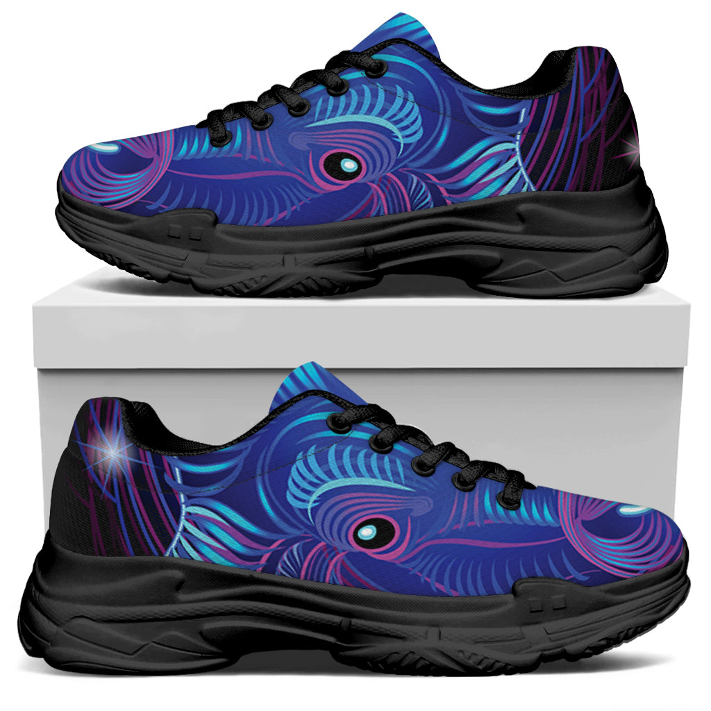 Dark Taurus Zodiac Sign Print Black Chunky Shoes