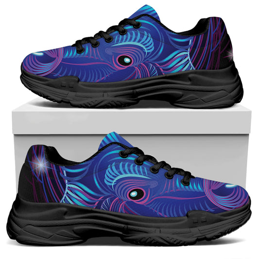 Dark Taurus Zodiac Sign Print Black Chunky Shoes