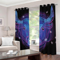 Dark Taurus Zodiac Sign Print Dimout Grommet Curtains