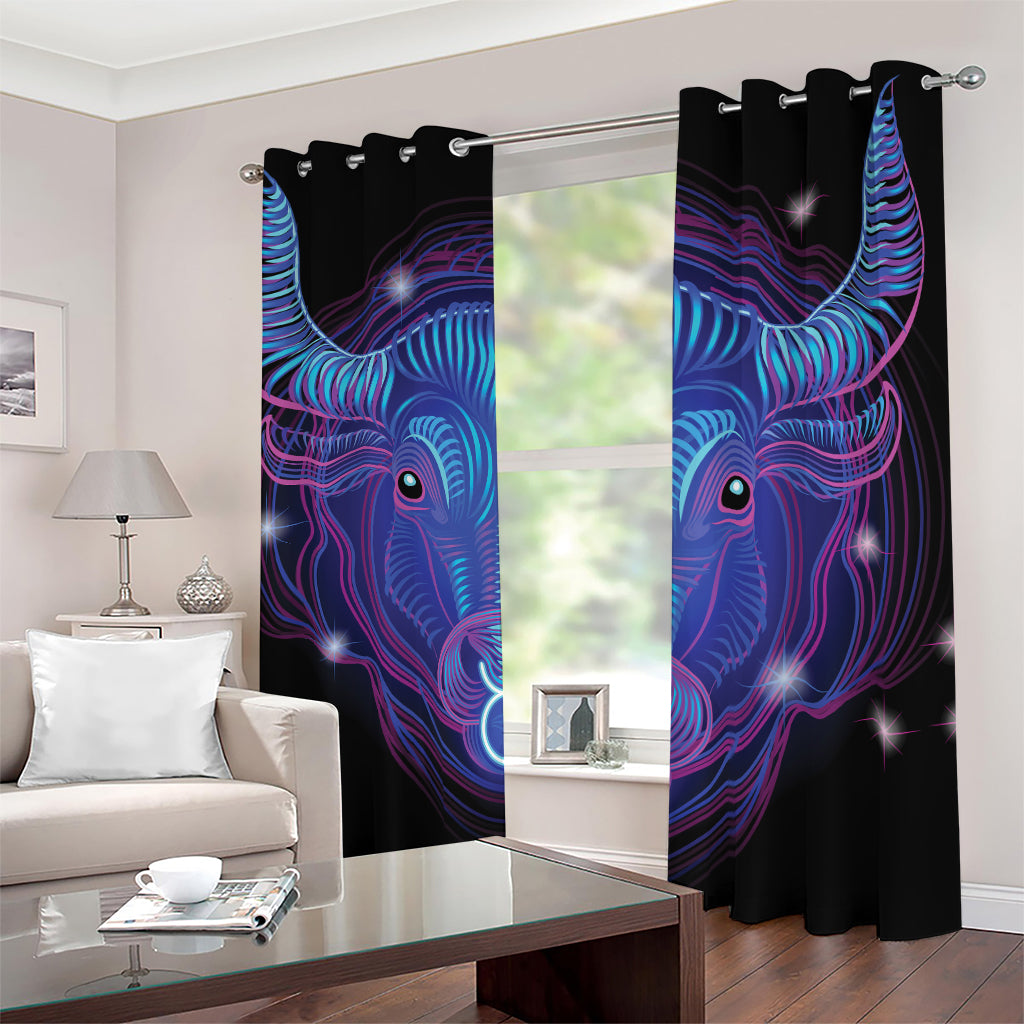 Dark Taurus Zodiac Sign Print Blackout Grommet Curtains