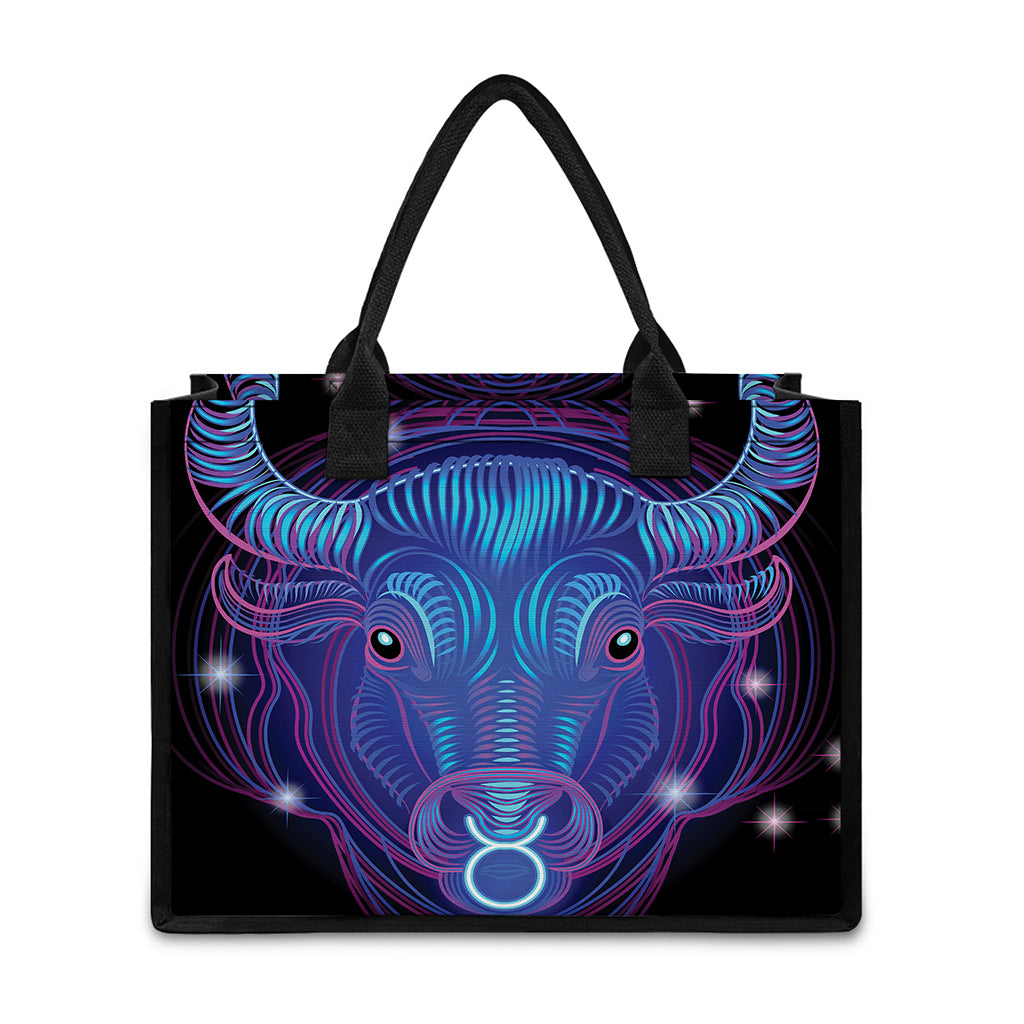 Dark Taurus Zodiac Sign Print Canvas Tote Bag