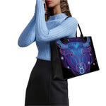 Dark Taurus Zodiac Sign Print Canvas Tote Bag