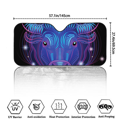 Dark Taurus Zodiac Sign Print Car Windshield Sun Shade