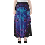 Dark Taurus Zodiac Sign Print Chiffon Maxi Skirt