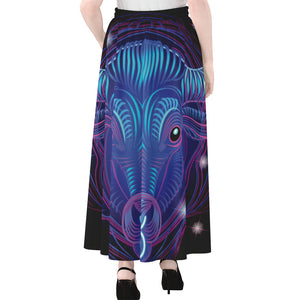 Dark Taurus Zodiac Sign Print Chiffon Maxi Skirt