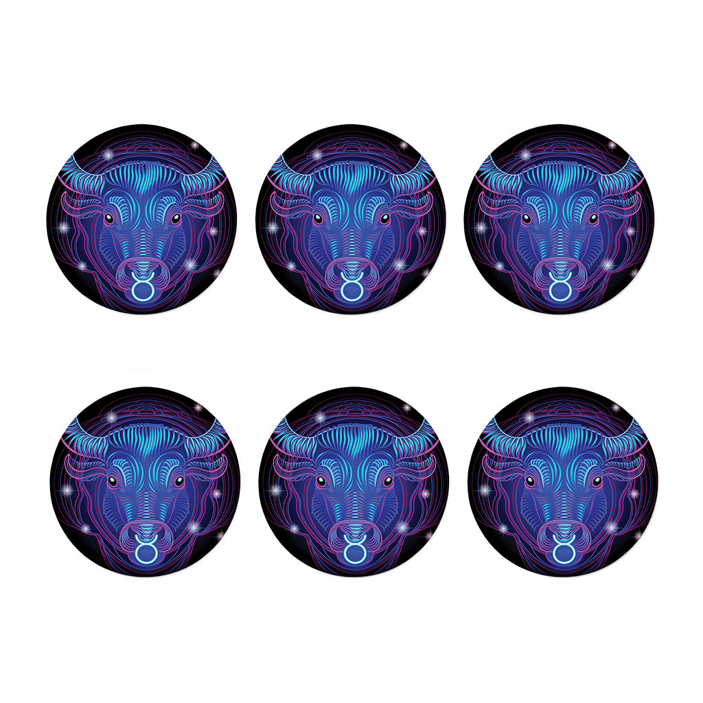 Dark Taurus Zodiac Sign Print Coaster Set