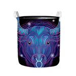 Dark Taurus Zodiac Sign Print Collapsible Laundry Basket