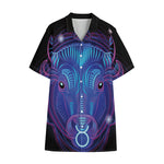 Dark Taurus Zodiac Sign Print Cotton Hawaiian Shirt