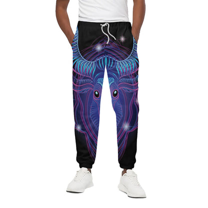 Dark Taurus Zodiac Sign Print Cotton Pants