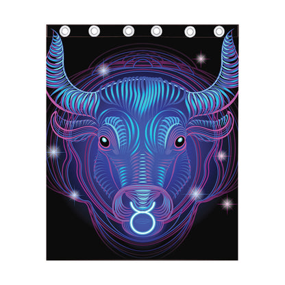 Dark Taurus Zodiac Sign Print Curtain