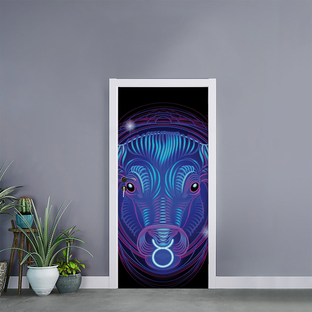 Dark Taurus Zodiac Sign Print Door Sticker