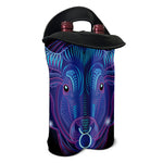 Dark Taurus Zodiac Sign Print Double Neoprene Wine Tote