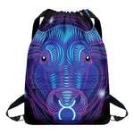 Dark Taurus Zodiac Sign Print Drawstring Backpack