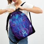 Dark Taurus Zodiac Sign Print Drawstring Backpack