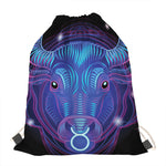 Dark Taurus Zodiac Sign Print Drawstring Bag