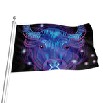 Dark Taurus Zodiac Sign Print Flag
