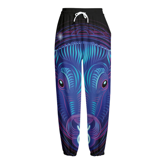 Dark Taurus Zodiac Sign Print Fleece Lined Knit Pants