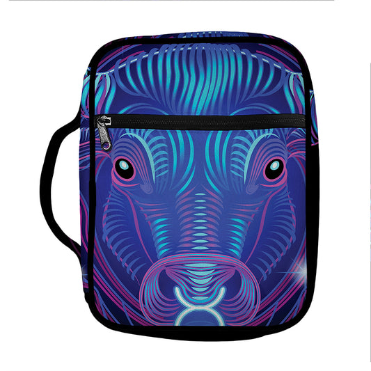 Dark Taurus Zodiac Sign Print Front Pocket Bible Bag