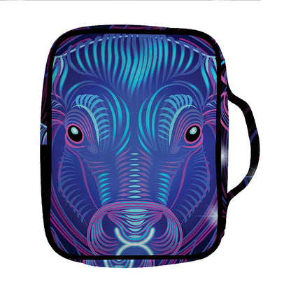Dark Taurus Zodiac Sign Print Front Pocket Bible Bag