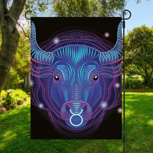 Dark Taurus Zodiac Sign Print Garden Flag