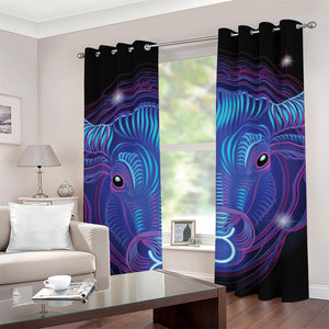 Dark Taurus Zodiac Sign Print Grommet Curtains