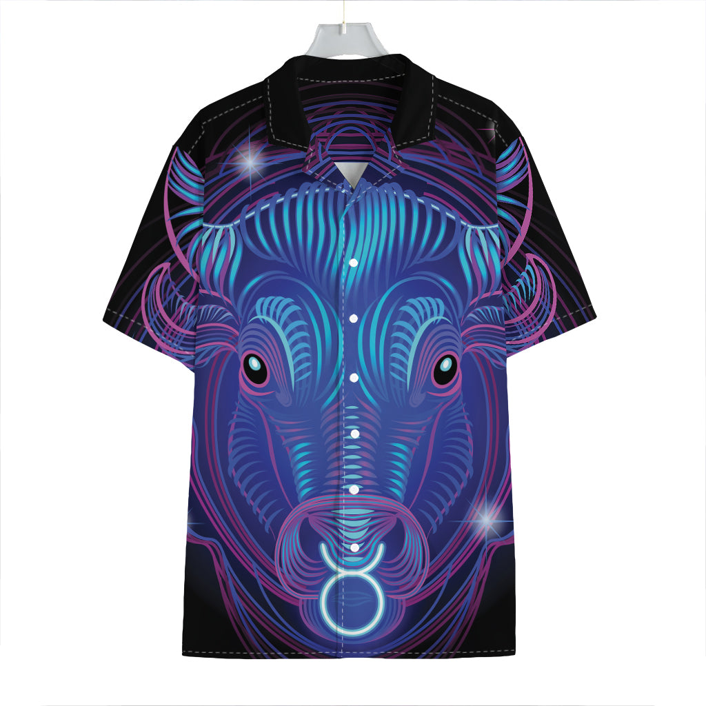 Dark Taurus Zodiac Sign Print Hawaiian Shirt