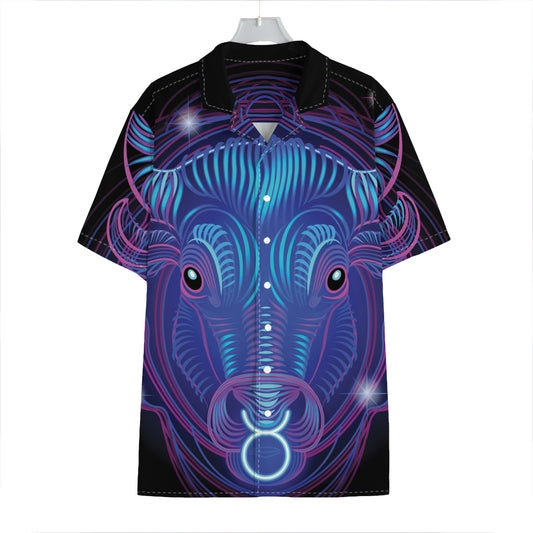 Dark Taurus Zodiac Sign Print Hawaiian Shirt