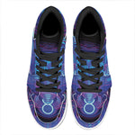 Dark Taurus Zodiac Sign Print High Top Leather Sneakers
