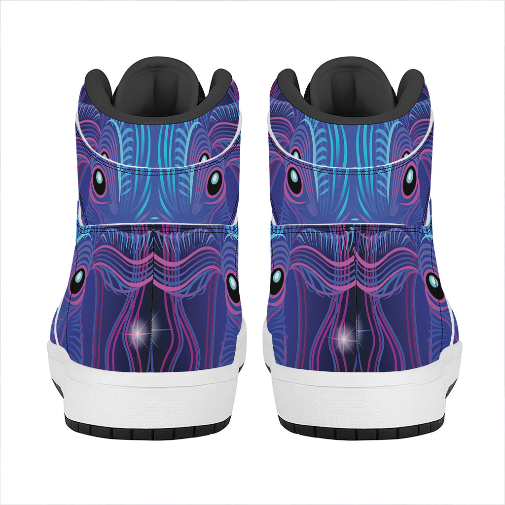 Dark Taurus Zodiac Sign Print High Top Leather Sneakers