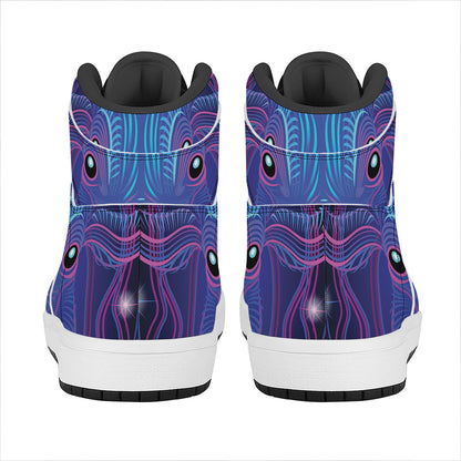 Dark Taurus Zodiac Sign Print High Top Leather Sneakers